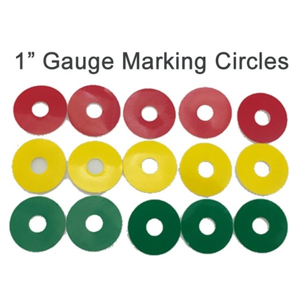 5S Supplies Gauge Warning Film Circles 1 inch Diameter Green, 5PK GWC-1IN-GREEN